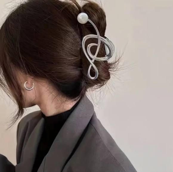 Music note decor metal hair clip (silver) - Picture 5 of 5